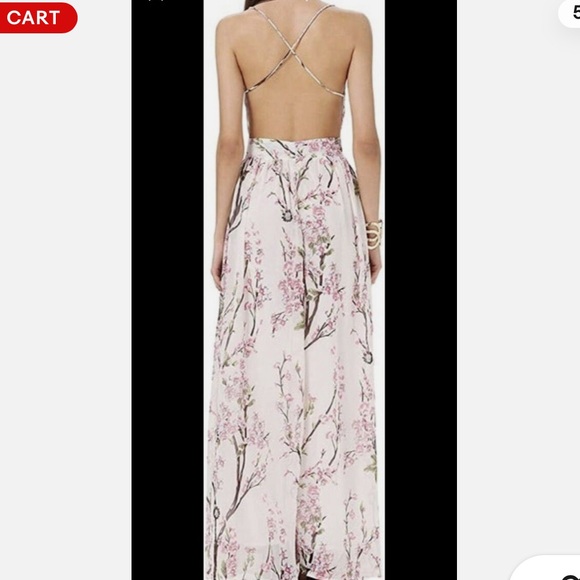 Cherry blossom Floral V-Neck Spaghetti Strap backless maxi dress - Picture 8 of 8
